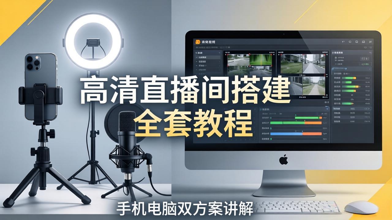 高清直播间搭建全套教程,手机电脑双方案讲解,设备选型调试多机位实操教学-智云网创 - 网创副业项目资源站