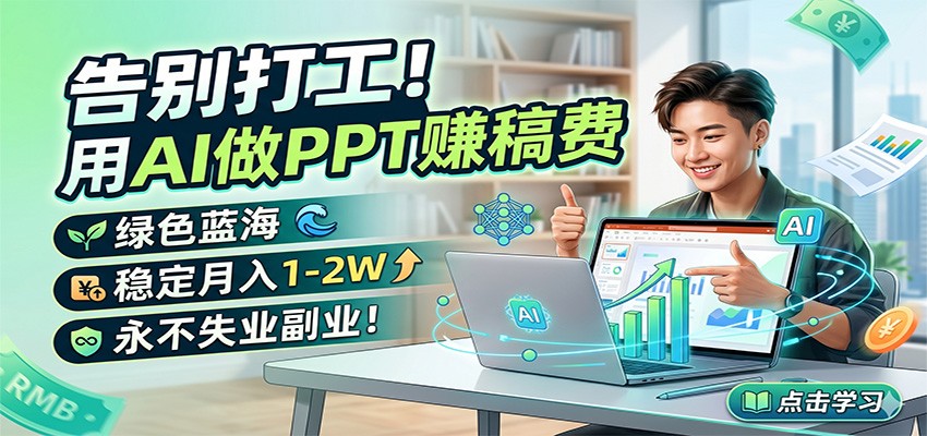 告别打工！用AI做PPT赚稿费，绿色蓝海，稳定月入1-2W，永不失业副业！-智云网创 - 网创副业项目资源站