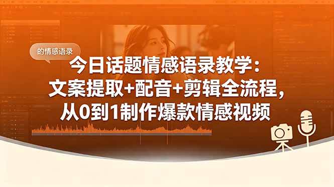 (18719期)今日话题情感语录教学:文案提取+配音+剪辑全流程,从0到1制作爆款情感视频-智云网创 - 网创副业项目资源站