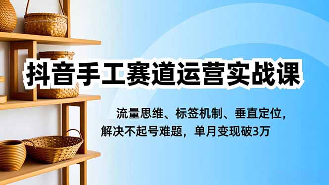 抖音手工赛道运营实战课,流量思维、标签机制、垂直定位,解决不起号难题,单月变现破3万-智云网创 - 网创副业项目资源站