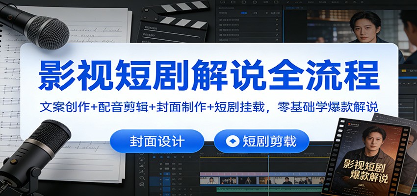 影视短剧解说全流程：文案创作+配音剪辑+封面制作+短剧挂载，零基础学爆款解说-智云网创 - 网创副业项目资源站