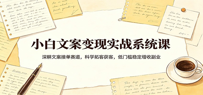 小白文案变现实战系统课:深耕文案接单赛道,科学拓客获客,低门槛稳定增收副业-智云网创 - 网创副业项目资源站