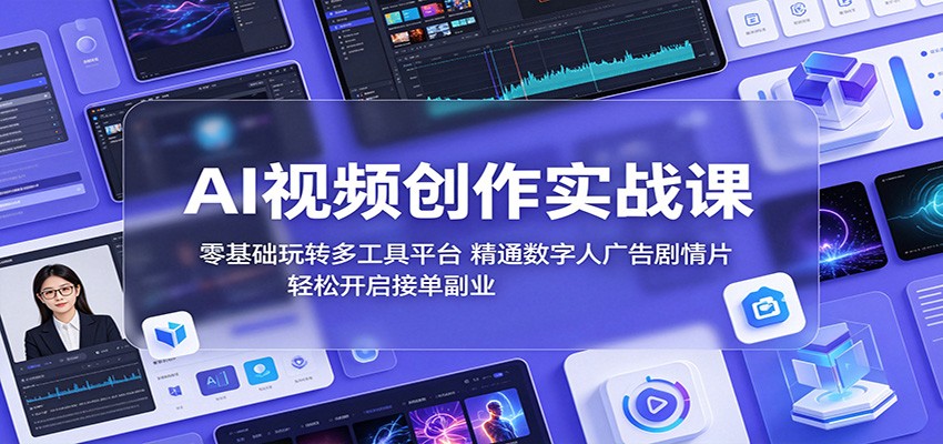 AI视频创作实战课：零基础玩转多工具平台，精通数字人广告、剧情片，轻松开启接单副业-智云网创 - 网创副业项目资源站