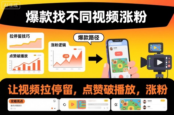 爆款找不同视频涨粉,让视频拉停留,实现点赞,破播放,涨粉-智云网创 - 网创副业项目资源站
