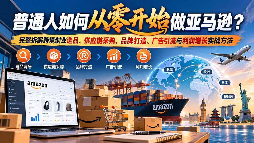（20953期）普通人如何从零开始做亚马逊？完整拆解跨境创业选品、供应链采购、品牌打造、广告引流与利润增长实战方法-智云网创 - 网创副业项目资源站