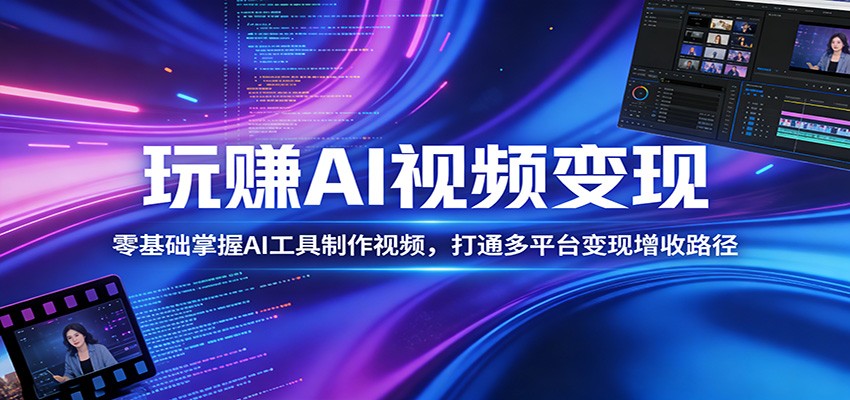 玩赚AI视频变现,零基础掌握AI具制作视频,打通多平台变现增收路径-智云网创 - 网创副业项目资源站