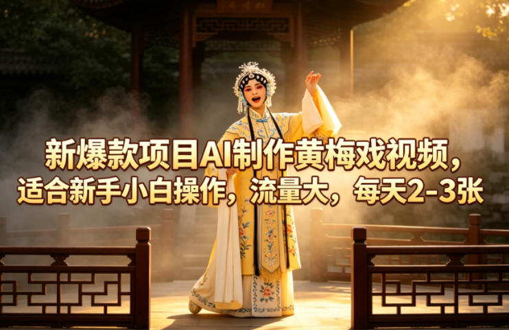 新爆款项目AI制作黄梅戏视频，适合新手小白操作，流量大，每天2-3张-智云网创 - 网创副业项目资源站