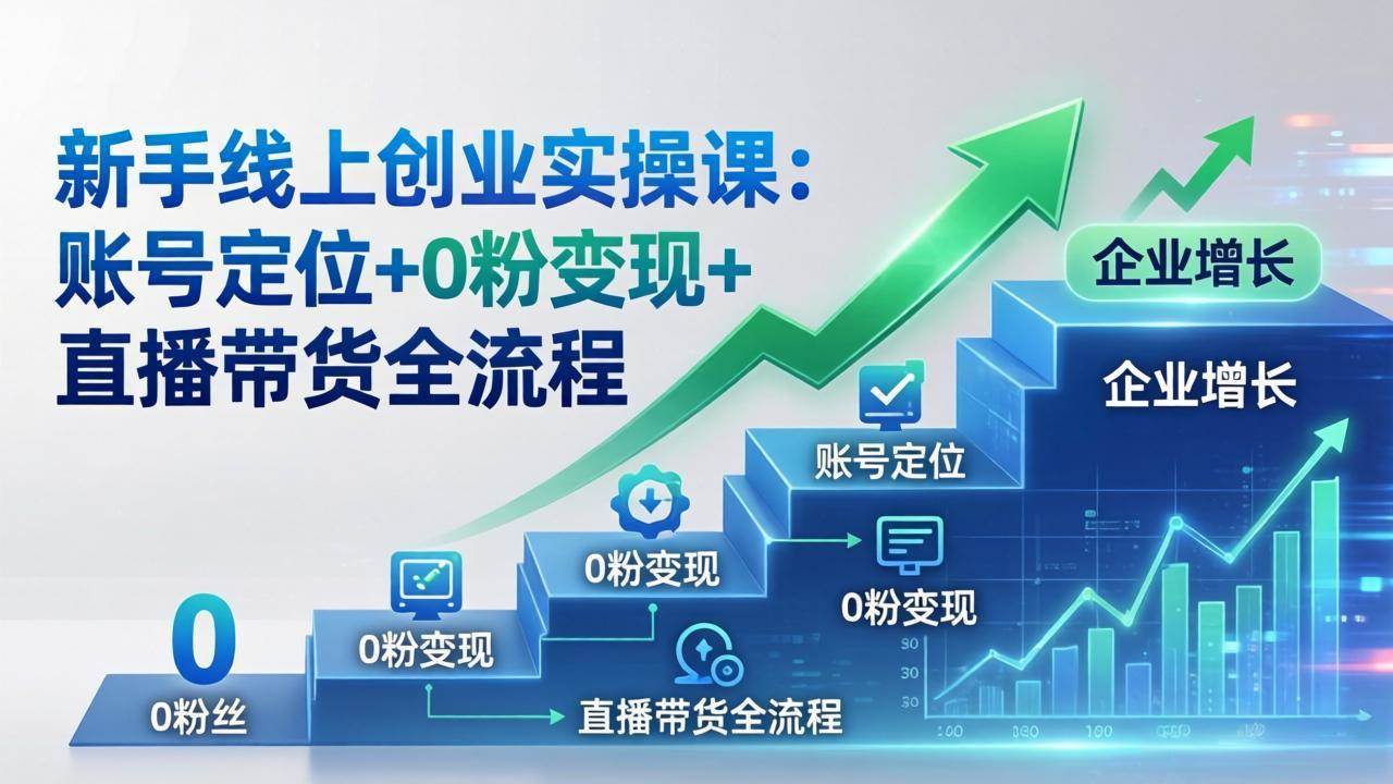 (17831期)新手线上创业实操课:账号定位+0粉变现+直播带货全流程,企业用户增长一步到位-智云网创 - 网创副业项目资源站