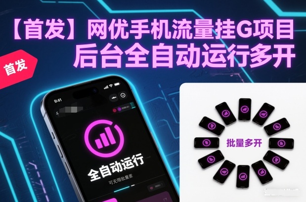 【首发】网优手机流量挂G项目,后台全自动运行,可无限批量多开【揭秘】-智云网创 - 网创副业项目资源站