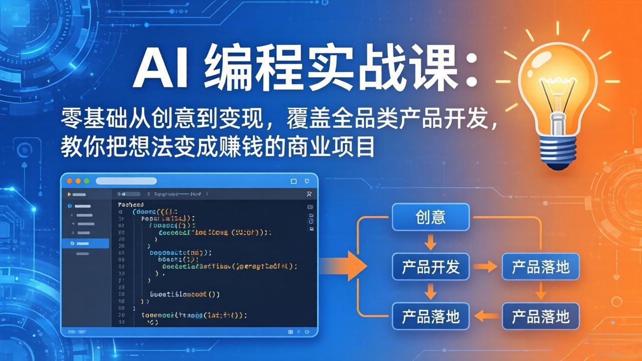 AI编程实战课-第三期-6月更新：零基础从创意到变现，覆盖全品类产品开发，把想法变成赚钱项目-智云网创 - 网创副业项目资源站