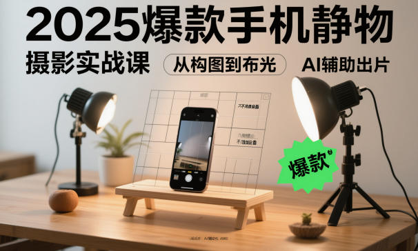 2025爆款手机静物摄影实战课，从构图到布光，不用贵设备，AI辅助出片-智云网创 - 网创副业项目资源站