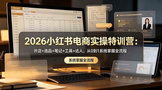 （18978期）2026小红书电商实操特训营：开店+选品+笔记+工具+达人，从0到1系统掌握全流程-智云网创 - 网创副业项目资源站
