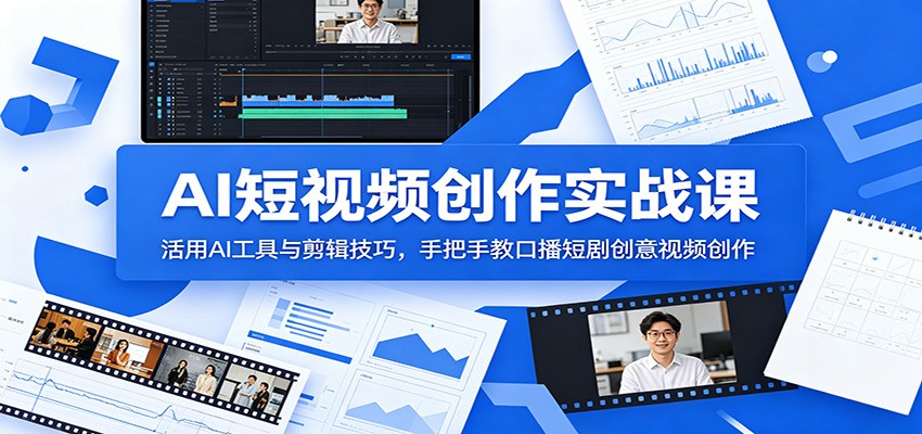 AI短视频创作实战课:活用AI工具与剪辑技巧,手把手教口播短剧创意视频创作-智云网创 - 网创副业项目资源站