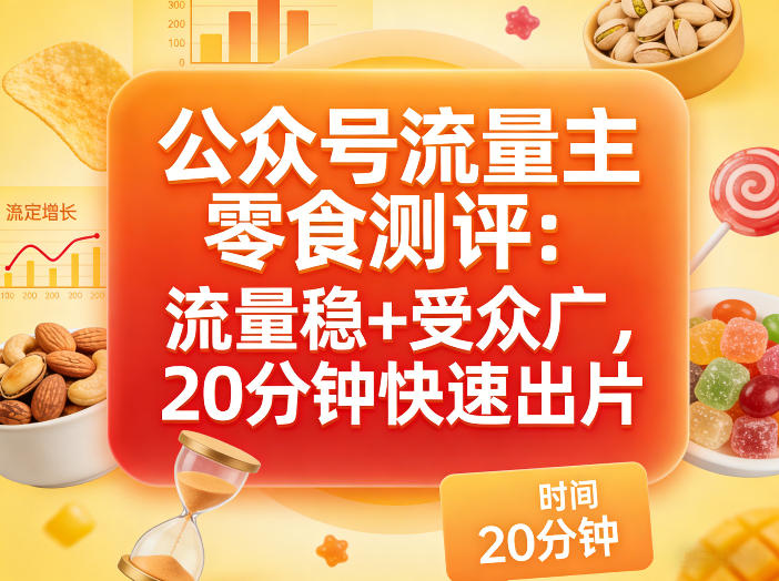 公众号流量主之零食测评赛道,流量稳+受众广,20分钟一条作品-智云网创 - 网创副业项目资源站