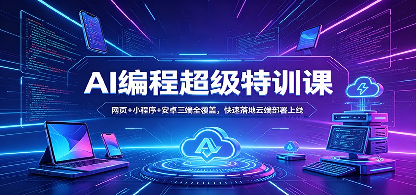 AI编程超级特训课：网页+小程序+安卓三端全覆盖，快速落地云端部署上线-智云网创 - 网创副业项目资源站