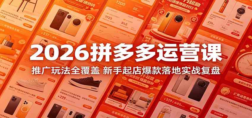 2026拼多多运营课：推广玩法全覆盖，新手起店爆款落地实战复盘-智云网创 - 网创副业项目资源站