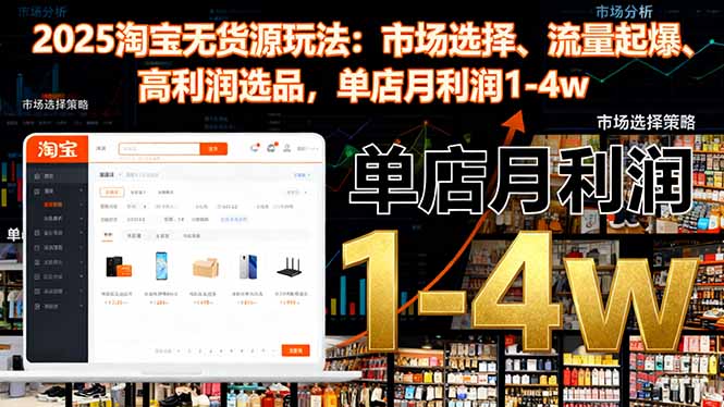 2025淘宝无货源玩法:市场选择、流量起爆、高利润选品,单店月利润1-4w-智云网创 - 网创副业项目资源站