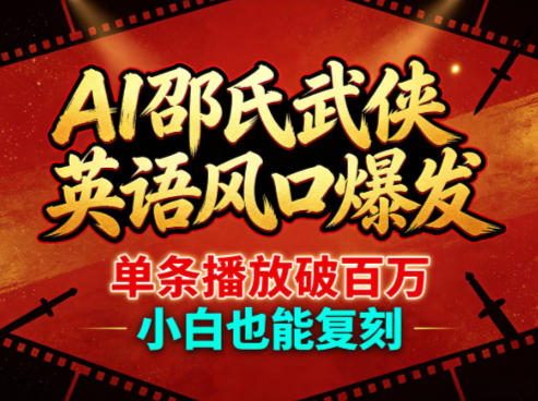 AI邵氏武侠英语风口爆发，单条播放破百万，小白也能复刻-智云网创 - 网创副业项目资源站