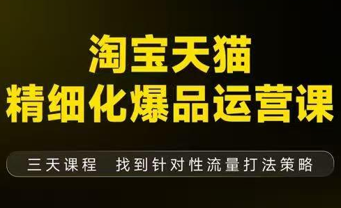 猫课子幽·淘宝天猫精细化爆品运营【音频+字幕+文档】(9月12-14杭州线下课)-智云网创 - 网创副业项目资源站