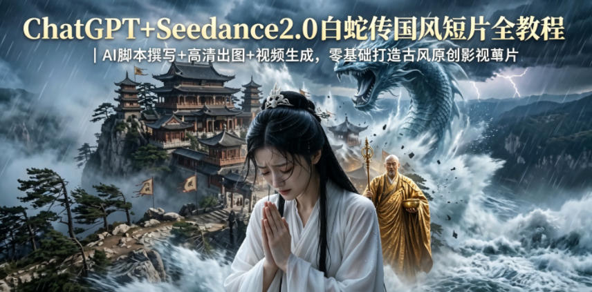 ChatGPT+Seedance2.0白蛇传国风短片全教程｜AI脚本撰写+高清出图+视频生成，零基础打造古风原创影视短片-智云网创 - 网创副业项目资源站