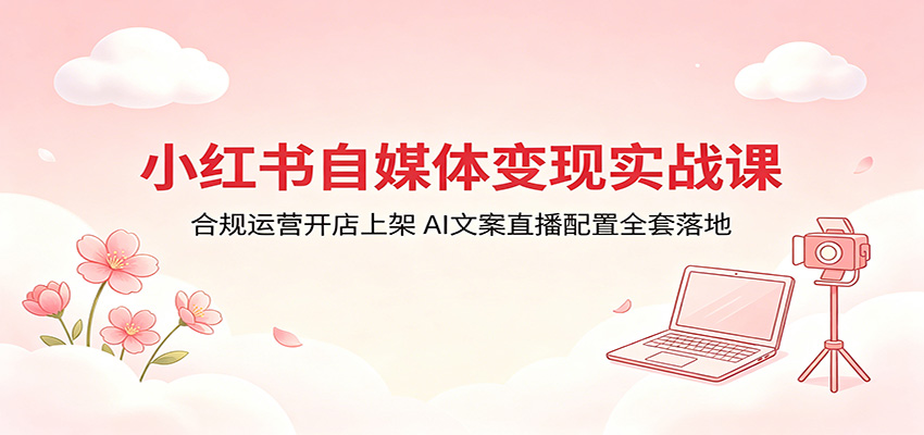 小红书自媒体变现实战课:合规运营开店上架,AI文案直播配置全套落地-智云网创 - 网创副业项目资源站