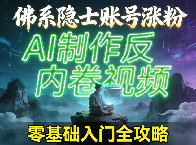 佛系隐士账号涨粉,AI制作反内卷视频,零基础入门全攻略-智云网创 - 网创副业项目资源站