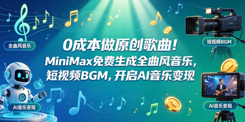 0成本做原创歌曲!MiniMax免费生成全曲风音乐,短视频BGM,开启AI音乐变现-智云网创 - 网创副业项目资源站