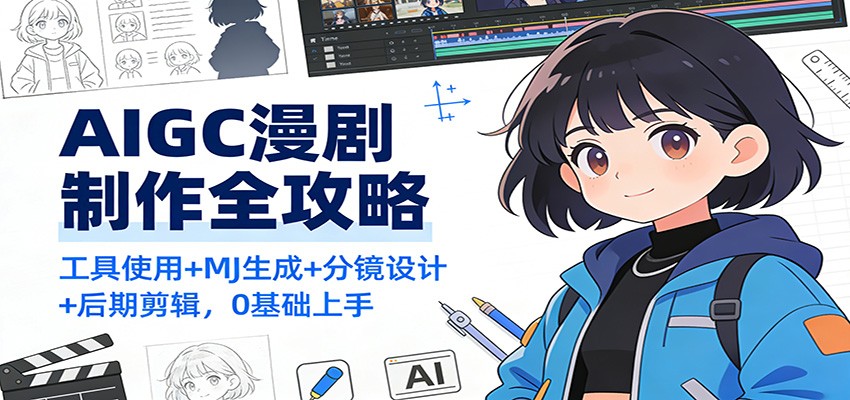 AIGC漫剧制作全攻略：工具使用+MJ生成+分镜设计+后期剪辑，0基础上手-智云网创 - 网创副业项目资源站