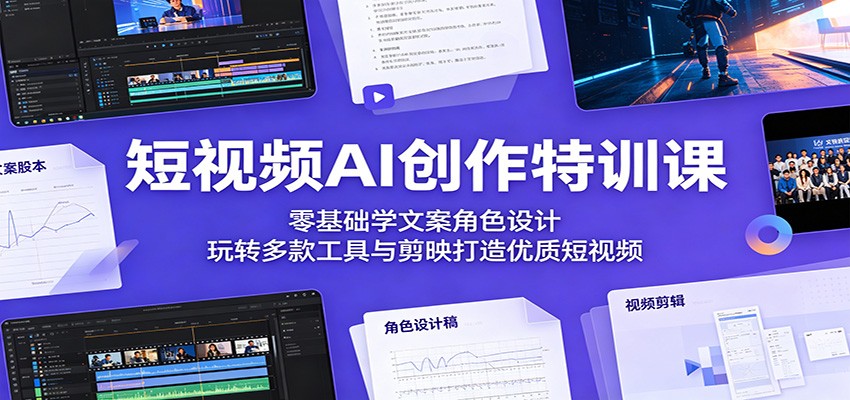 短视频AI创作特训课:零基础学文案角色设计,玩转多款工具与剪映打造优质短视频-智云网创 - 网创副业项目资源站