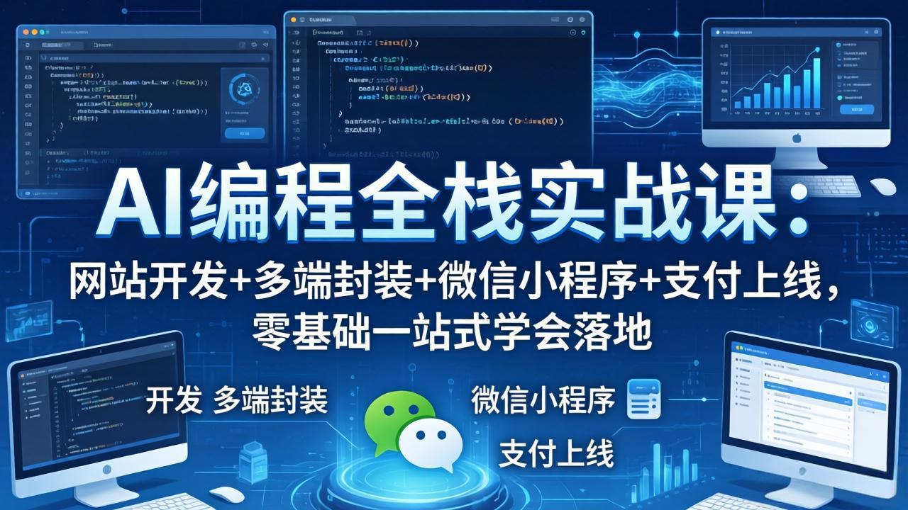 AI编程全栈实战课：网站开发+多端封装+微信小程序+支付上线，零基础一站式学会落地-智云网创 - 网创副业项目资源站
