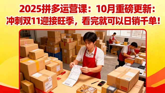 2025拼多多运营课:10月重磅更新:冲刺双11迎接旺季,看完就可以日销千单-智云网创 - 网创副业项目资源站