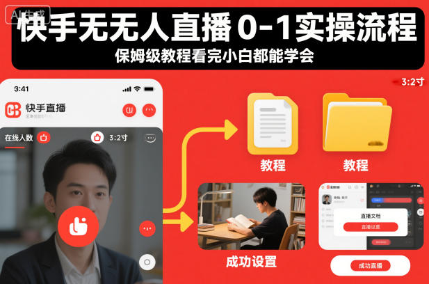 快手无人直播0-1实操流程,保姆级教程看完小白都能学会-智云网创 - 网创副业项目资源站