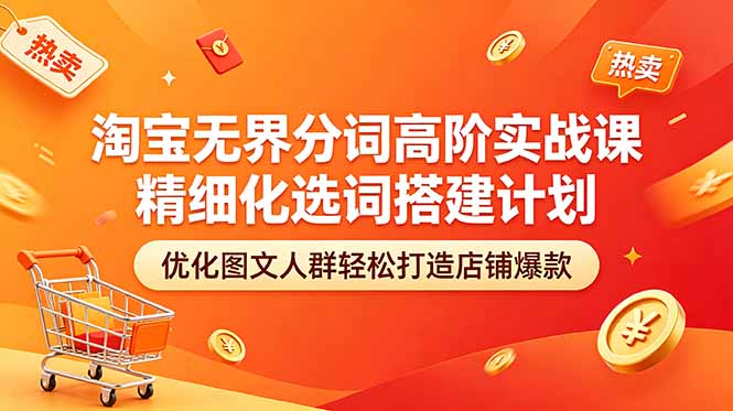 淘宝无界分词高阶实战课 精细化选词搭建计划 优化图文人群轻松打造店铺爆款-智云网创 - 网创副业项目资源站