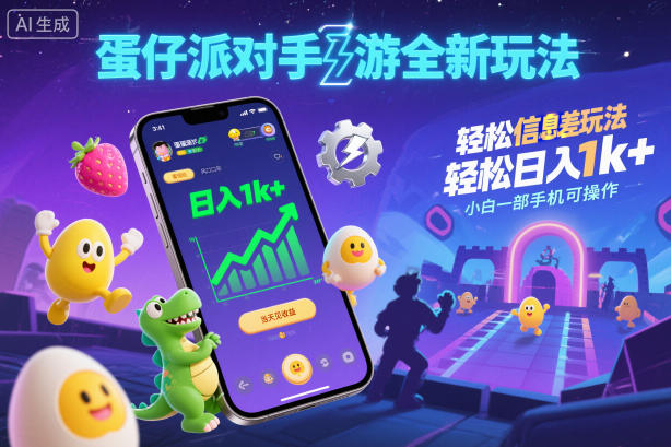 蛋仔派对手游全新玩法，轻松日入1k+，风口信息差玩法，当天见收益，小白一部手机可操作-智云网创 - 网创副业项目资源站