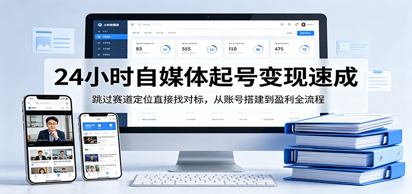 24小时自媒体起号变现速成，跳过赛道定位直接找对标，从账号搭建到盈利全流程-智云网创 - 网创副业项目资源站