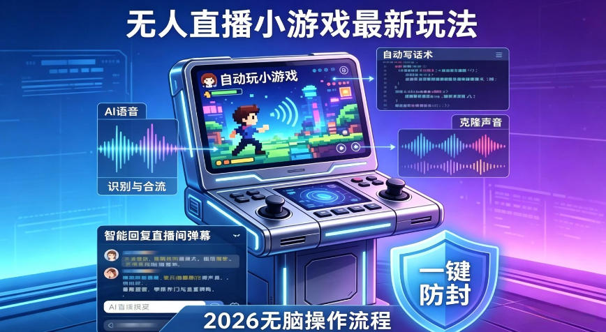 2026年AI无人直播小游戏全流程,不违规不封号,开启创业副业增收之路,小白月入1w+【揭秘】-智云网创 - 网创副业项目资源站