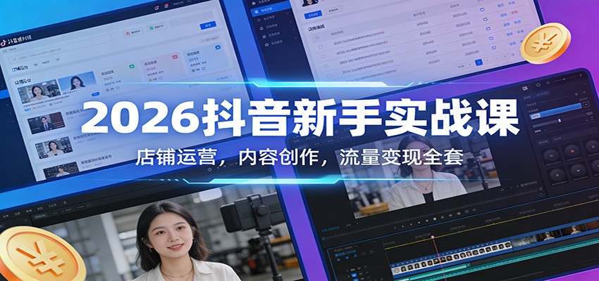 2026抖音新手实战课:店铺运营,内容创作,流量变现全套-智云网创 - 网创副业项目资源站