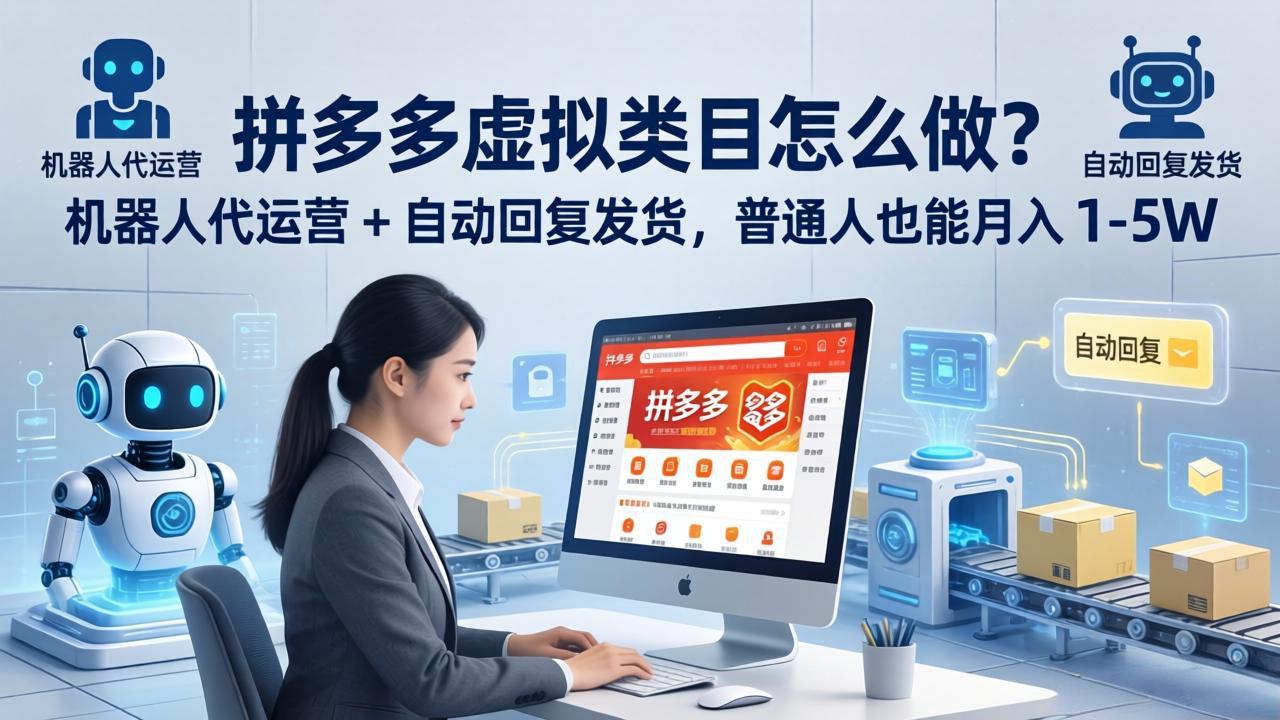 拼多多虚拟类目怎么做？机器人代运营 + 自动回复发货，普通人也能月入 1-5W-智云网创 - 网创副业项目资源站