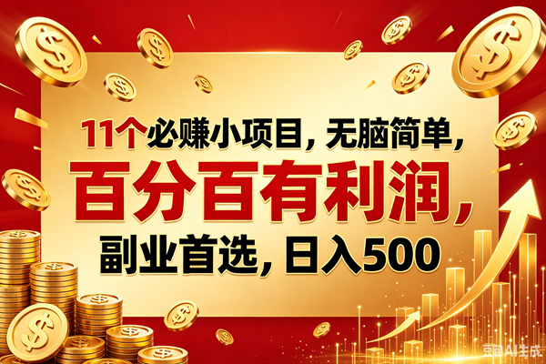 (18851期)11个必赚的小项目,百分百赚元子,无脑简单,副业首选,日入500+-智云网创 - 网创副业项目资源站