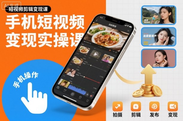 手机短视频变现实操课，短视频剪辑变现课-智云网创 - 网创副业项目资源站