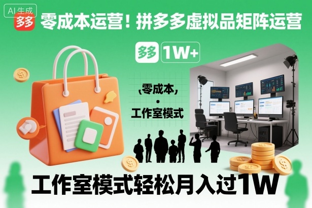 零成本运营！拼多多虚拟品矩阵运营，工作室模式轻松月入过1W-智云网创 - 网创副业项目资源站