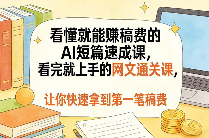 看懂就能賺稿费的AI短篇速成课,看完就上手的网文通关课,让你快速拿到第一笔稿费-智云网创 - 网创副业项目资源站