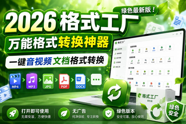 2026格式工厂绿色最新版!万能格式转换神器,一键音视频文档格式转换,打开即可使用,无广告绿色版本-智云网创 - 网创副业项目资源站