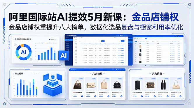 阿里国际站AI提效5月新课:金品店铺权重提升八大榜单,数据化选品复盘与橱窗利用率优化-智云网创 - 网创副业项目资源站