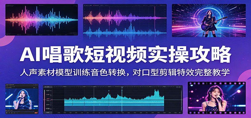 AI唱歌短视频实操攻略:人声素材模型训练音色转换,对口型剪辑特效完整教学-智云网创 - 网创副业项目资源站