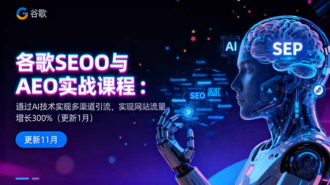谷歌SEO与AEO实战课程：通过AI技术实现多渠道引流，实现网站流量增长300%-智云网创 - 网创副业项目资源站