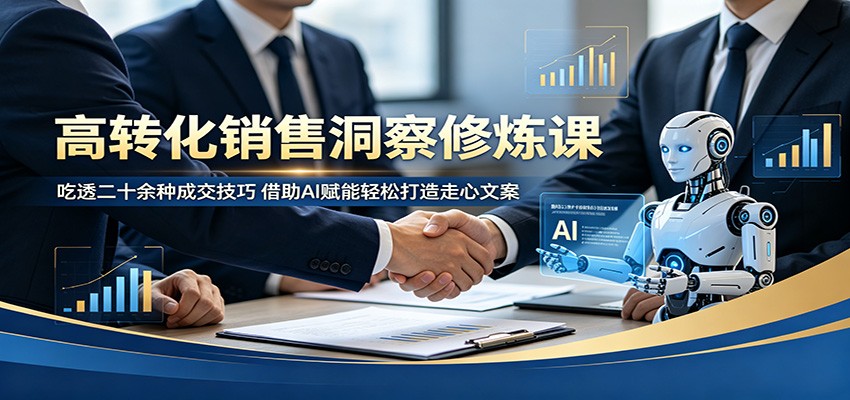 高转化销售洞察修炼课：吃透二十余种成交技巧，借助AI赋能轻松打造走心文案-智云网创 - 网创副业项目资源站