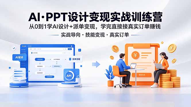 AI·PPT设计变现实战训练营，从0到1学AI设计+派单变现，学完直接接真实订单赚钱-智云网创 - 网创副业项目资源站