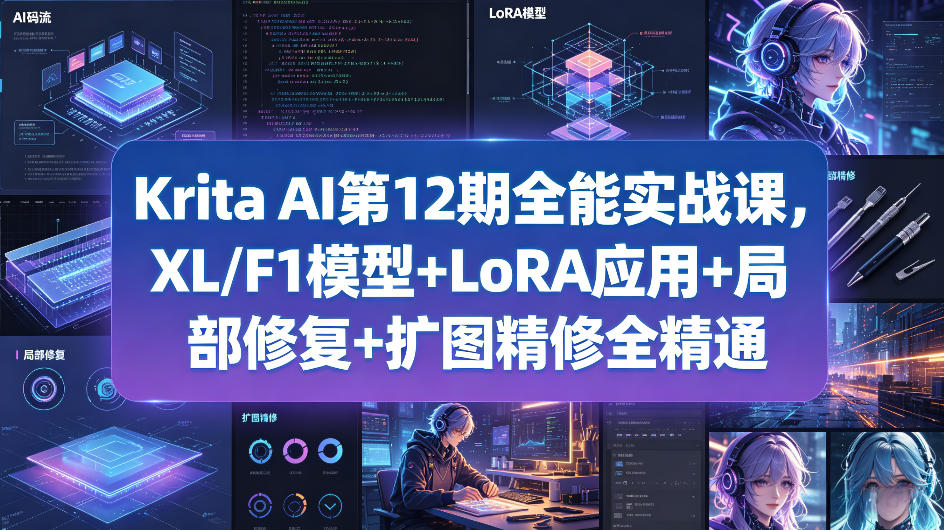 Krita AI第12期全能实战课,XL/F1模型+LoRA应用+局部修复+扩图精修全精通-智云网创 - 网创副业项目资源站