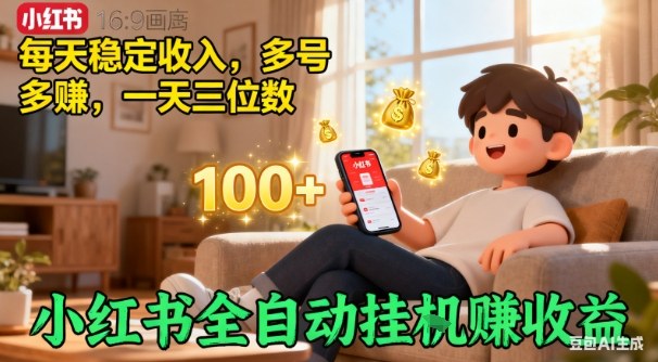 小红书自动挂G賺收益,每天稳定收入,多号多賺,一天三位数【揭秘】-智云网创 - 网创副业项目资源站